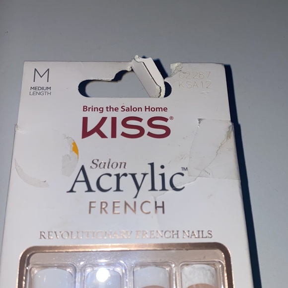NEW size Medium Kiss salon acrylic French Tip Nails - Picture 2 of 5